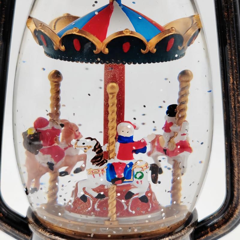 Carousel Christmas Oil‑Lantern Water Globe With Merry‑Go‑Round Scene