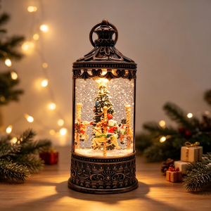Vintage Cylindrical Christmas Water Globe Lantern