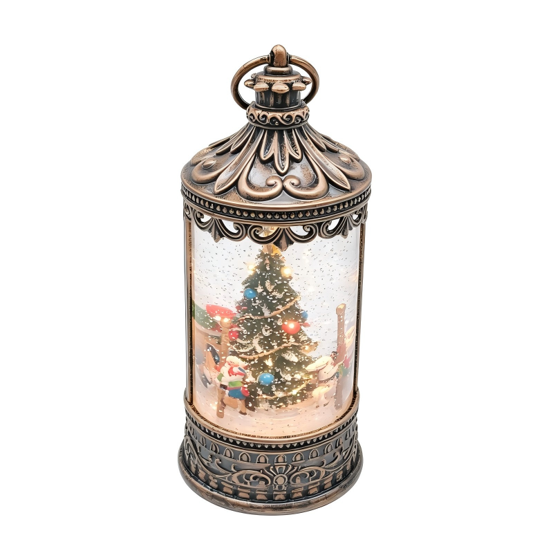 Vintage Cylindrical Christmas Water Globe Lantern