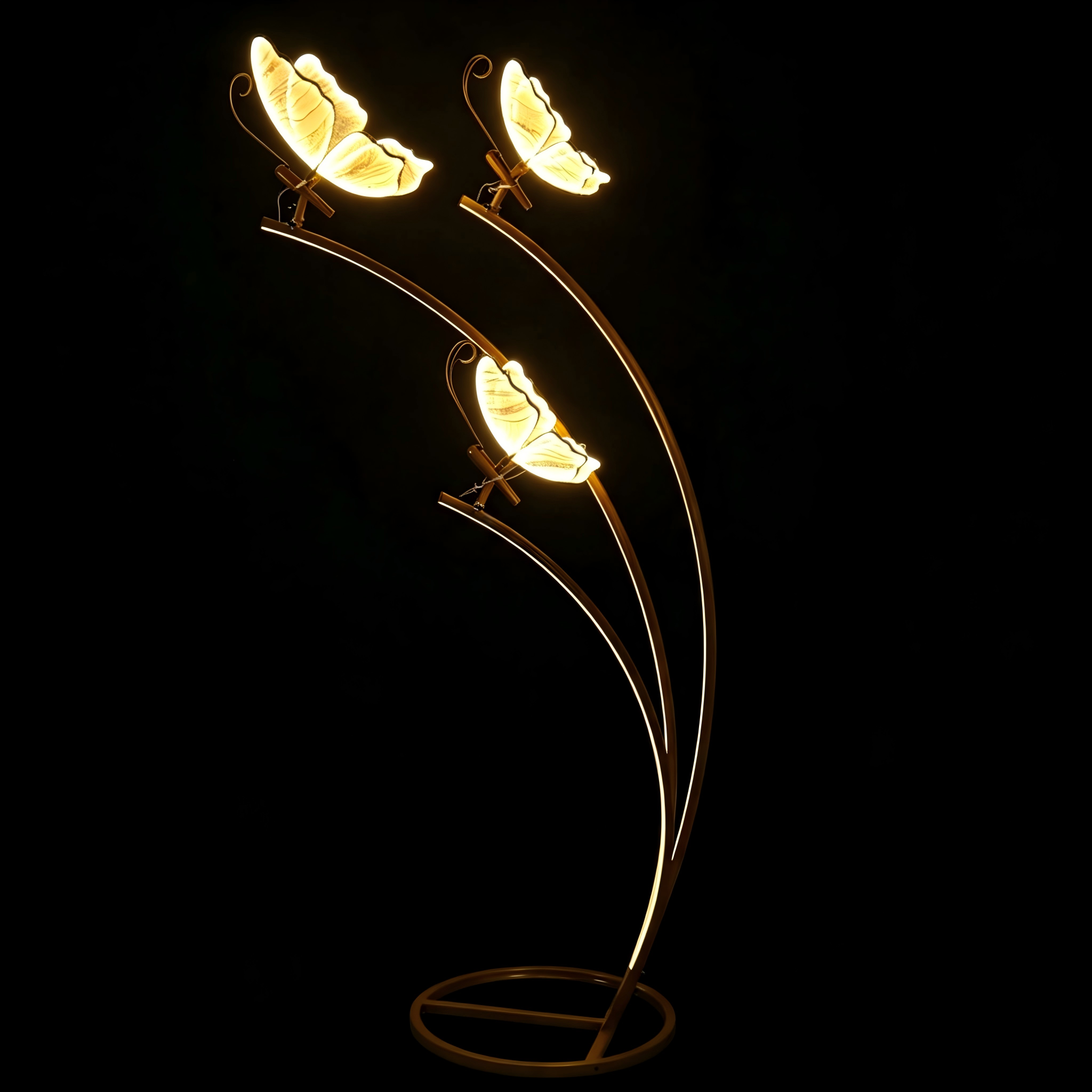 3 Heads LED Glowing Butterfly Wedding Aisle Stand Light For Wedding Stage & Event Decoration