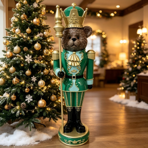 180cm Large Green Bear Nutcracker Soldier, Commercial Christmas Display Statue