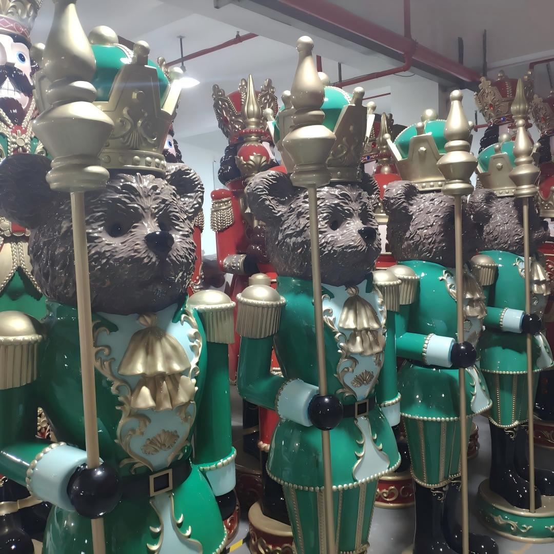 180cm Large Green Bear Nutcracker Soldier, Commercial Christmas Display Statue