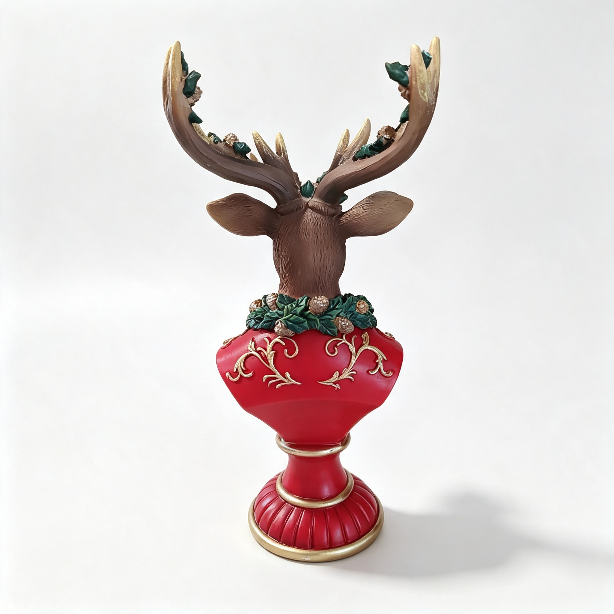 Christmas Resin Deer Bust Statue Festive Tabletop Decoration