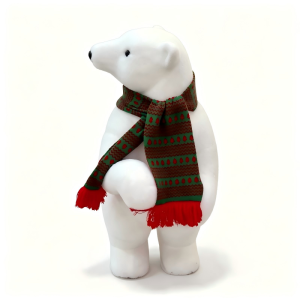 Christmas Polar Bear Figurine With Festive Scarf Holiday Home Decoration