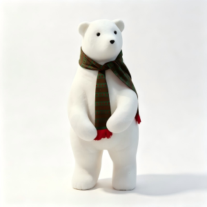 Giant Christmas Polar Bear Decor with Scarf | Large Xmas Bear Ornament
