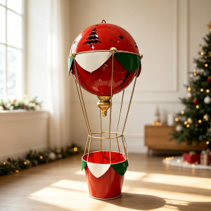 Christmas Metal Hot Air Balloon Decor 75cm For Holiday Display