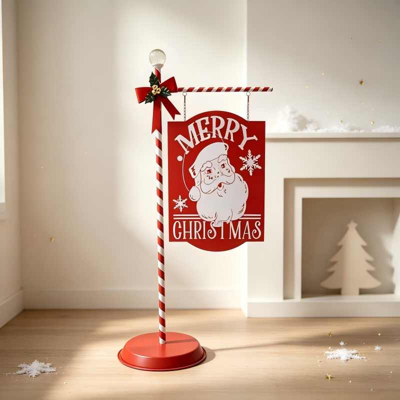 136CM Merry Christmas Santa Metal Yard Sign For Holiday Porch Yard Decoration