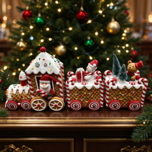 Iron Gingerbread Christmas Train Tabletop Decor