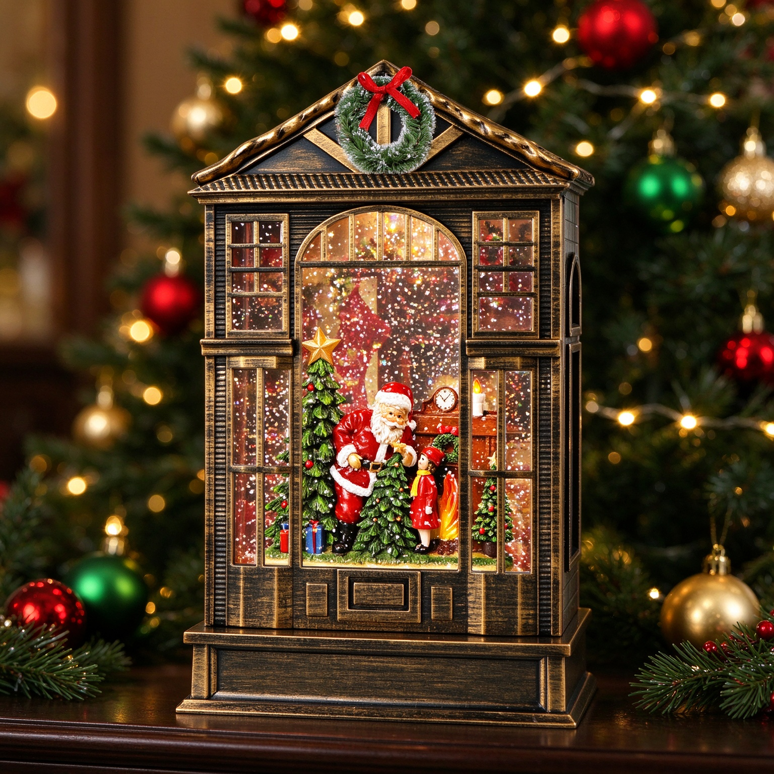 Christmas Water Lantern House Tabletop Decor