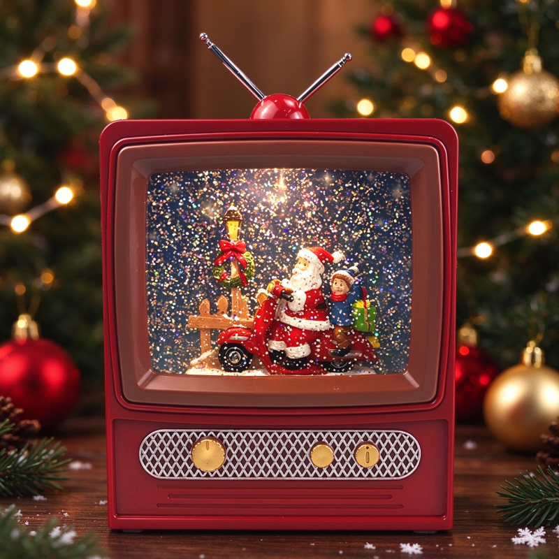 Vintage TV Christmas Water Lantern Decor