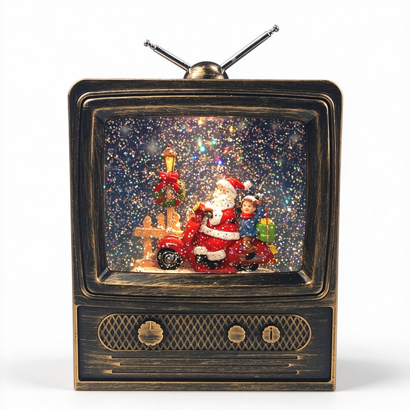 Vintage TV Christmas Water Lantern Decor