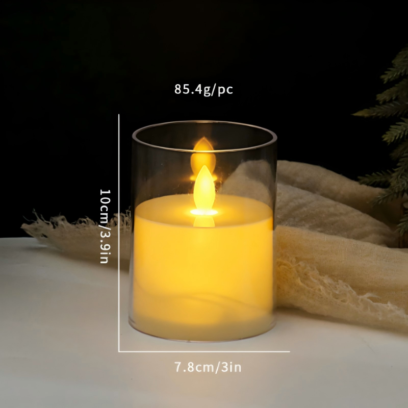 Glass Flickering LED Pillar Candle Glass LED Pillar