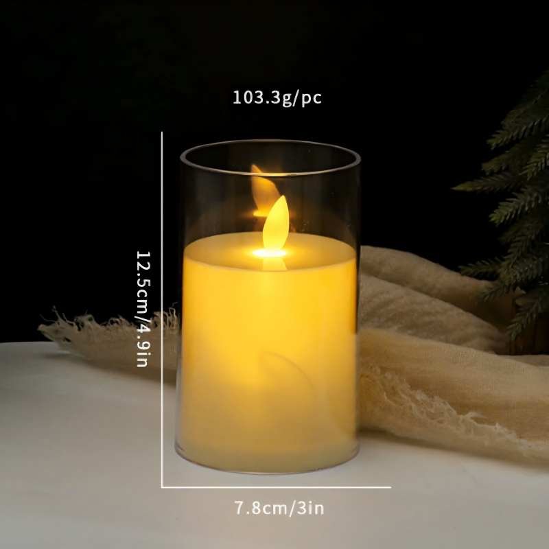 Glass Flickering LED Pillar Candle Glass LED Pillar