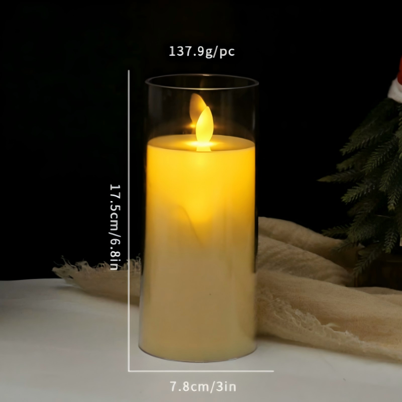 Glass Flickering LED Pillar Candle Glass LED Pillar