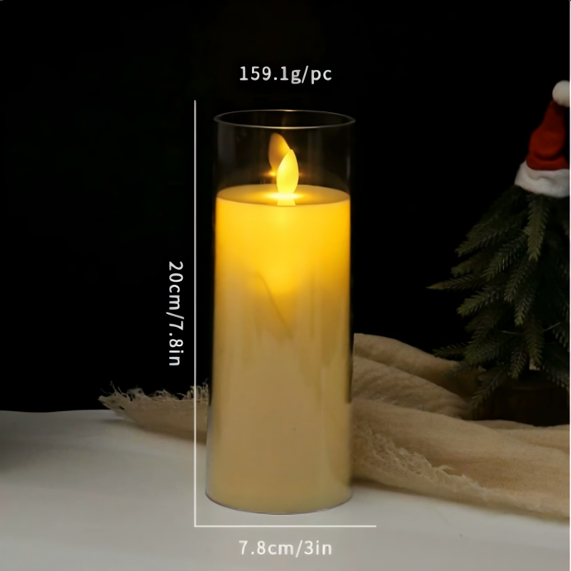 Glass Flickering LED Pillar Candle Glass LED Pillar