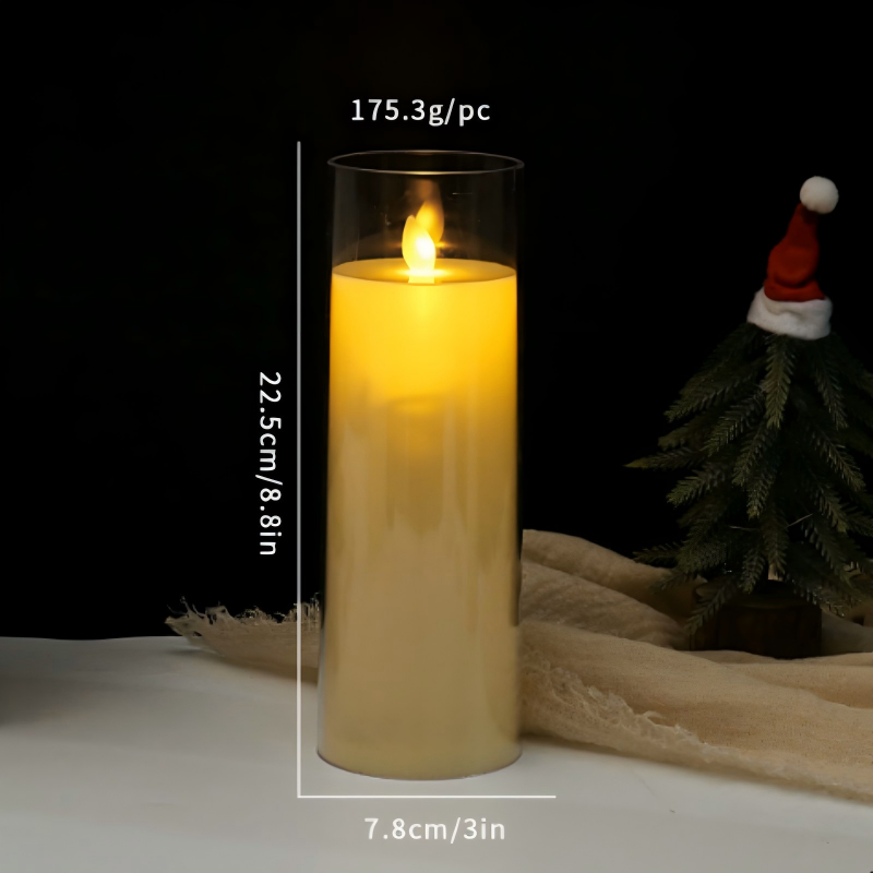 Glass Flickering LED Pillar Candle Glass LED Pillar