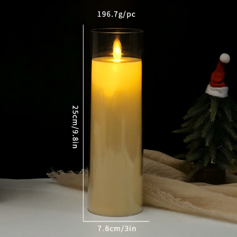 Glass Flickering LED Pillar Candle Glass LED Pillar