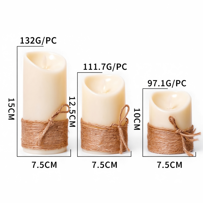 Flameless Hemp Rope LED Pillar Candle