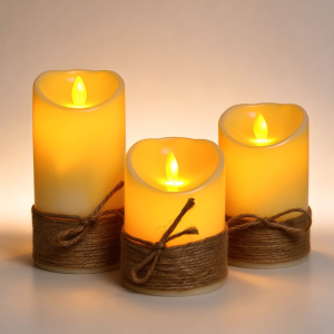 Flameless Hemp Rope LED Pillar Candle