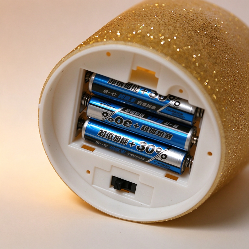 Flameless Gold Glitter LED Pillar Candle