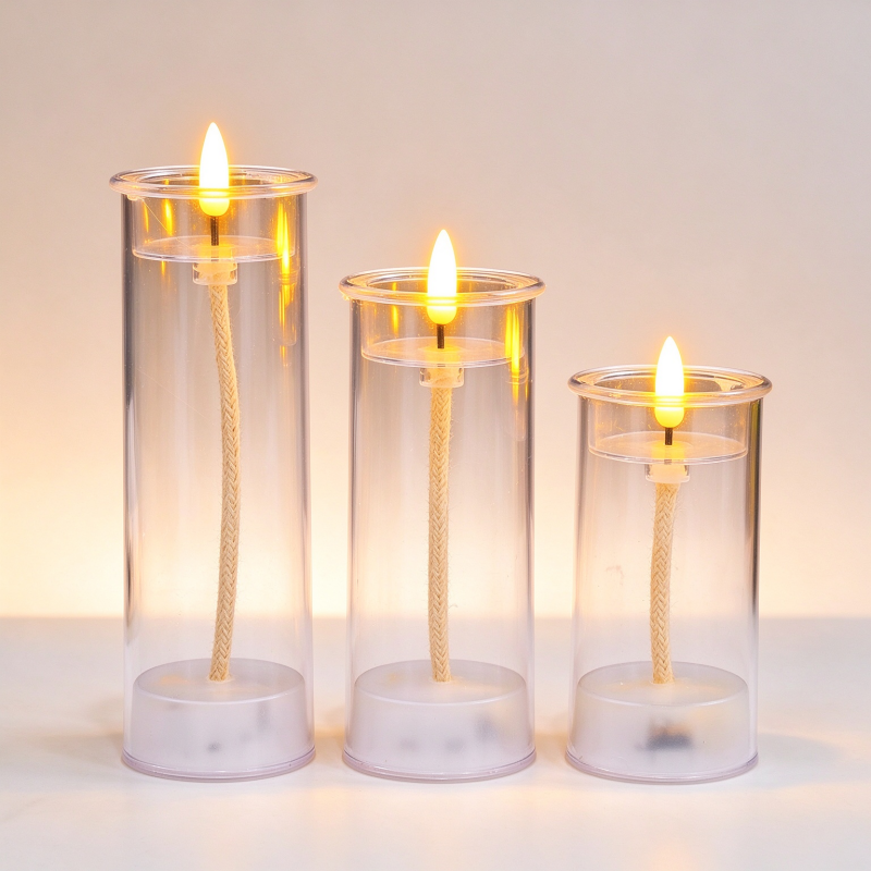 Flameless Clear Oil Lamp LED Pillar Candle