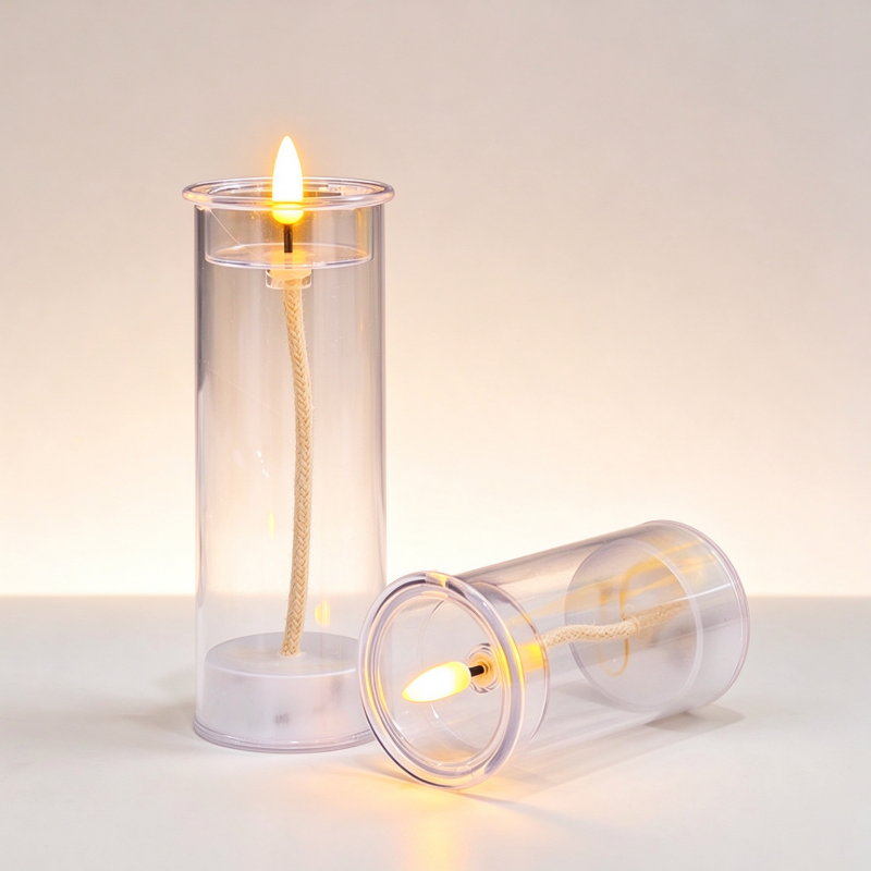 Flameless Clear Oil Lamp LED Pillar Candle